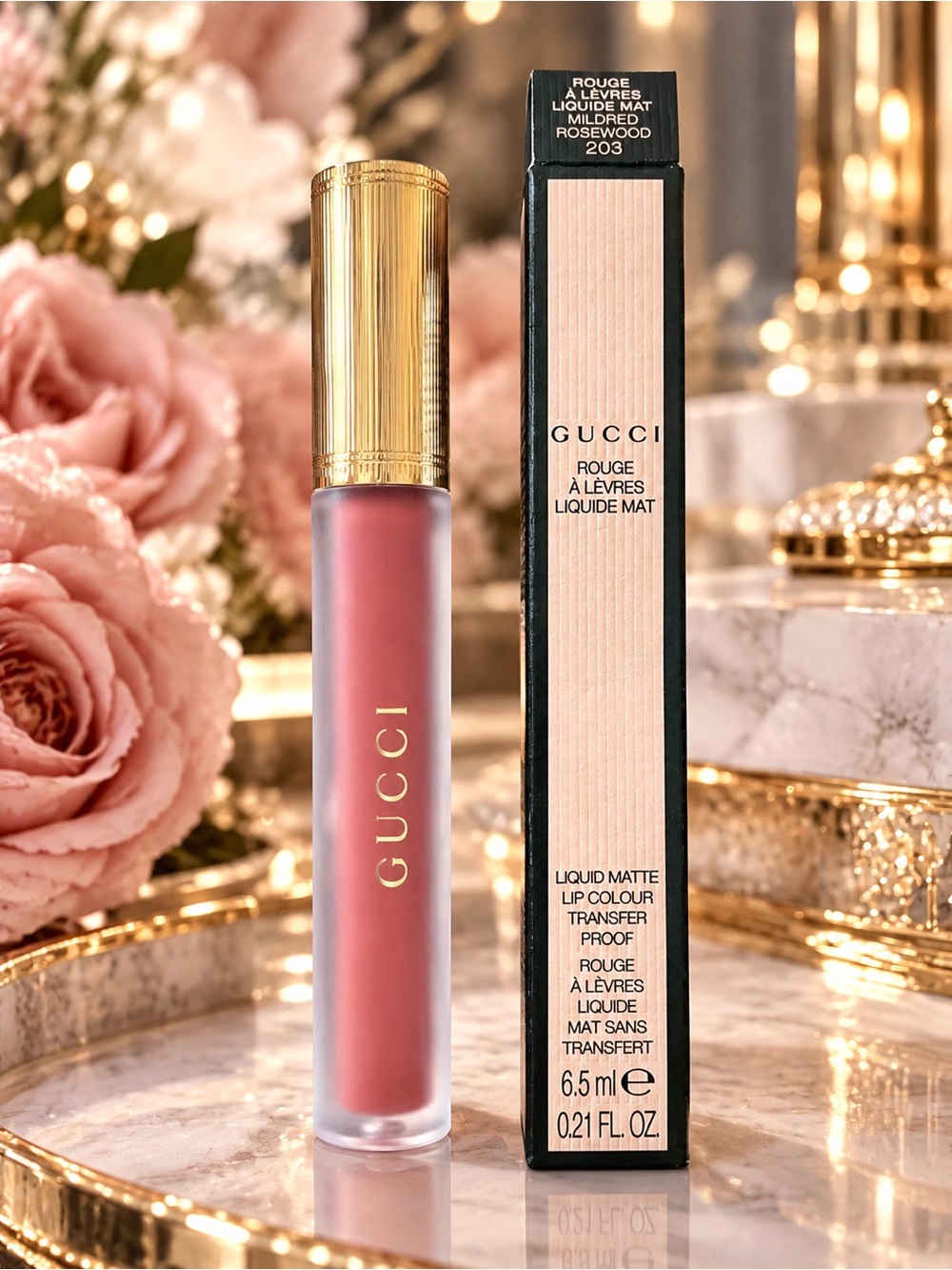 Gucci Rouge 203 à Lèvres Liquide Mat Lip Colour – Mildred Rosewood